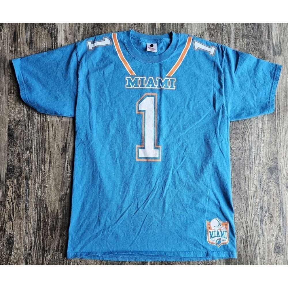 Billionaire Boys Club ICE CREAM Miami Dolphins #1 T-Shirt Men Size Large Blue